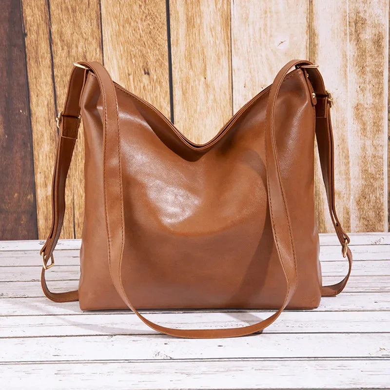 Vintage soft leather women's shoulder multifunction backpack large capacity female hand fashion crossbody bag