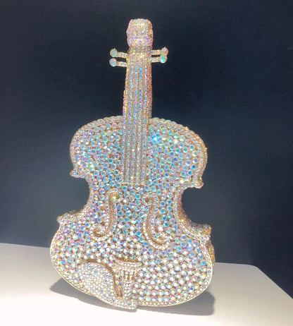 Violin Shaped Crystal Evening Clutch Bags Women 2024 Novelty Rhinestone Wedding Purses And Handbags Luxury Designer High Quality