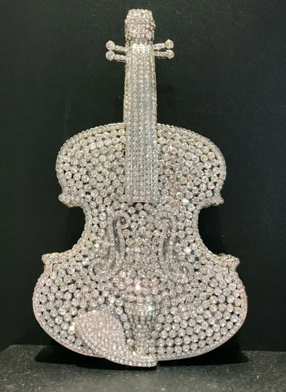Violin Shaped Crystal Evening Clutch Bags Women 2024 Novelty Rhinestone Wedding Purses And Handbags Luxury Designer High Quality