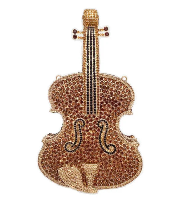Violin Shaped Crystal Evening Clutch Bags Women 2024 Novelty Rhinestone Wedding Purses And Handbags Luxury Designer High Quality
