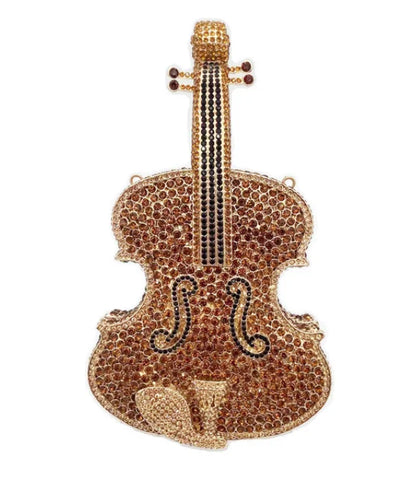Violin Shaped Crystal Evening Clutch Bags Women 2024 Novelty Rhinestone Wedding Purses And Handbags Luxury Designer High Quality