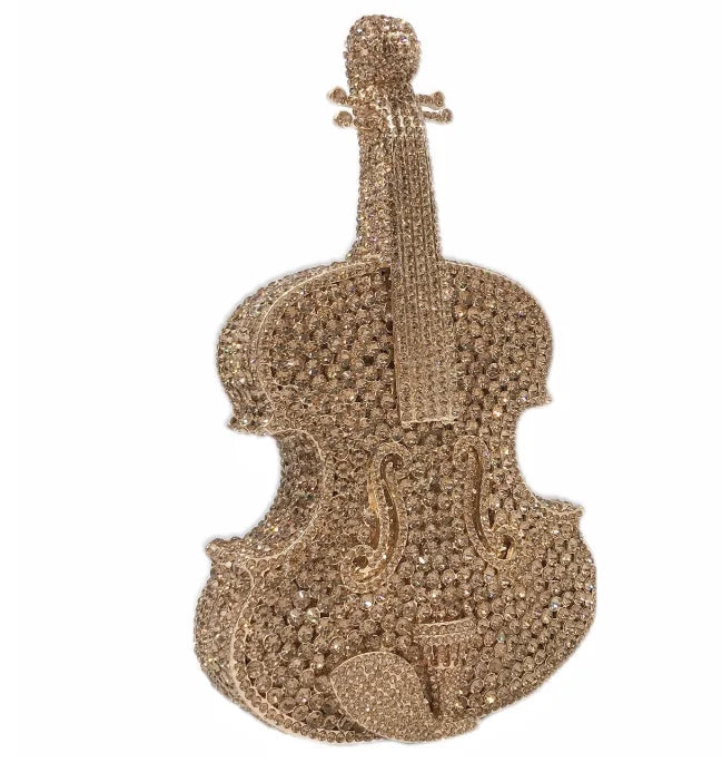 Violin Shaped Crystal Evening Clutch Bags Women 2024 Novelty Rhinestone Wedding Purses And Handbags Luxury Designer High Quality