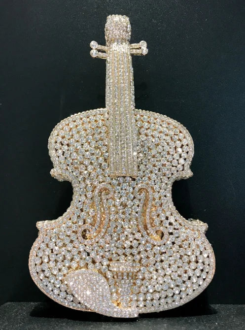 Violin Shaped Crystal Evening Clutch Bags Women 2024 Novelty Rhinestone Wedding Purses And Handbags Luxury Designer High Quality