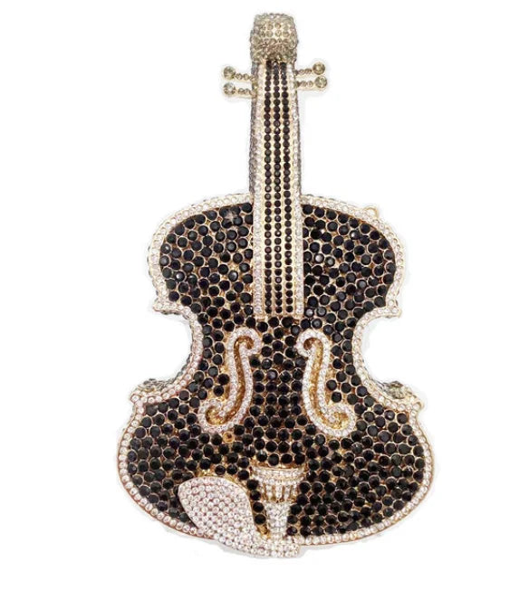 Violin Shaped Crystal Evening Clutch Bags Women 2024 Novelty Rhinestone Wedding Purses And Handbags Luxury Designer High Quality