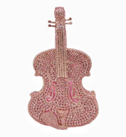 Violin Shaped Crystal Evening Clutch Bags Women 2024 Novelty Rhinestone Wedding Purses And Handbags Luxury Designer High Quality