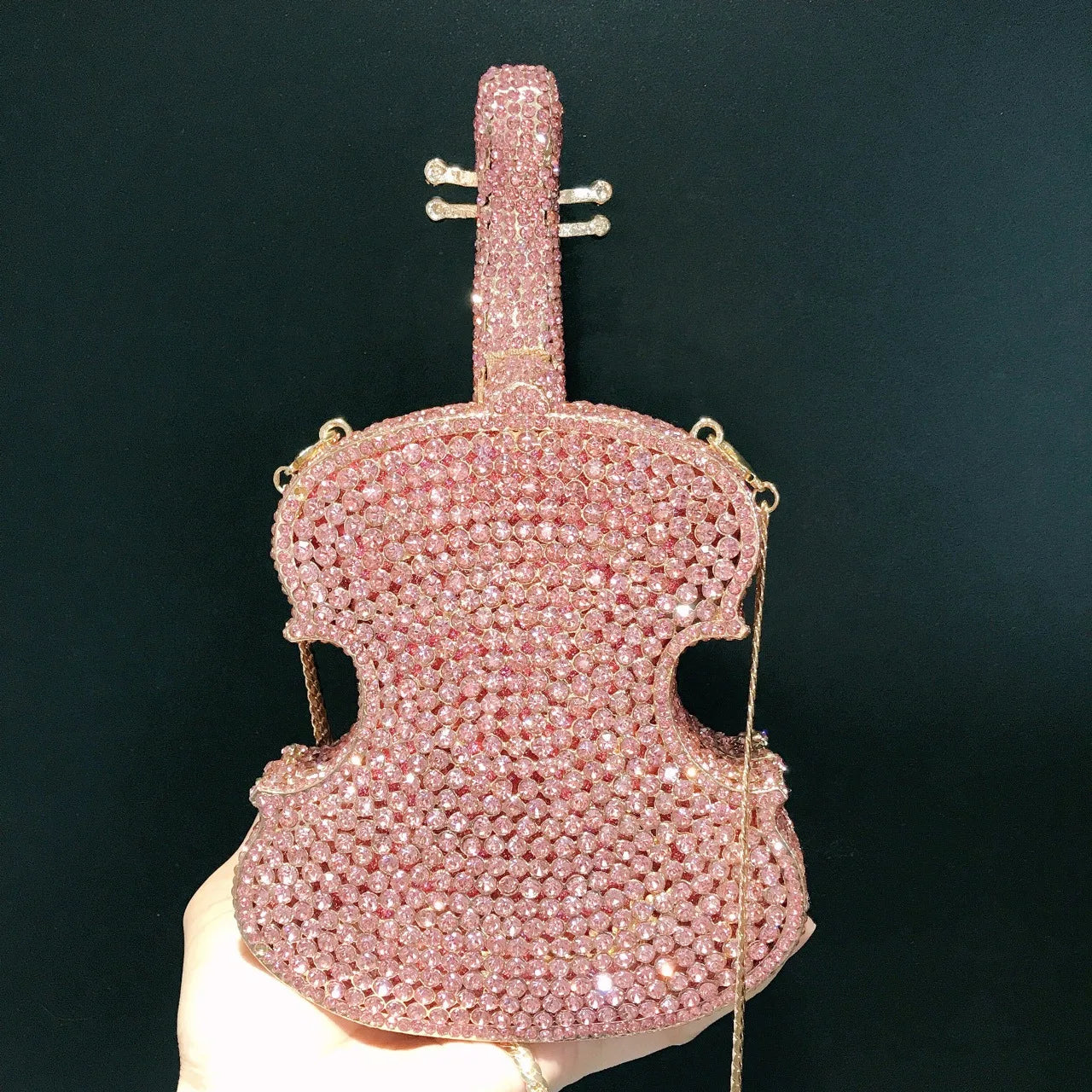 Violin Shaped Crystal Evening Clutch Bags Women 2024 Novelty Rhinestone Wedding Purses And Handbags Luxury Designer High Quality