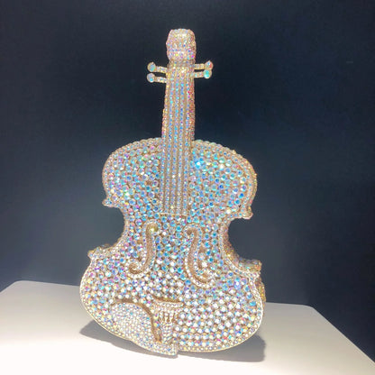 Violin Shaped Crystal Evening Clutch Bags Women 2024 Novelty Rhinestone Wedding Purses And Handbags Luxury Designer High Quality