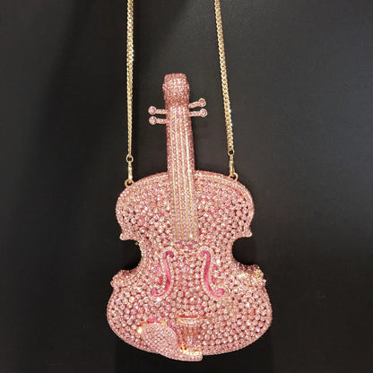 Violin Shaped Crystal Evening Clutch Bags Women 2024 Novelty Rhinestone Wedding Purses And Handbags Luxury Designer High Quality