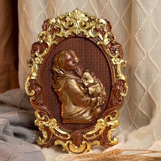 Virgin Mary and Baby Jesus Catholic Religious Statue Christian Home Wooden Wall Decor Gifts for Catholics Free Shipping