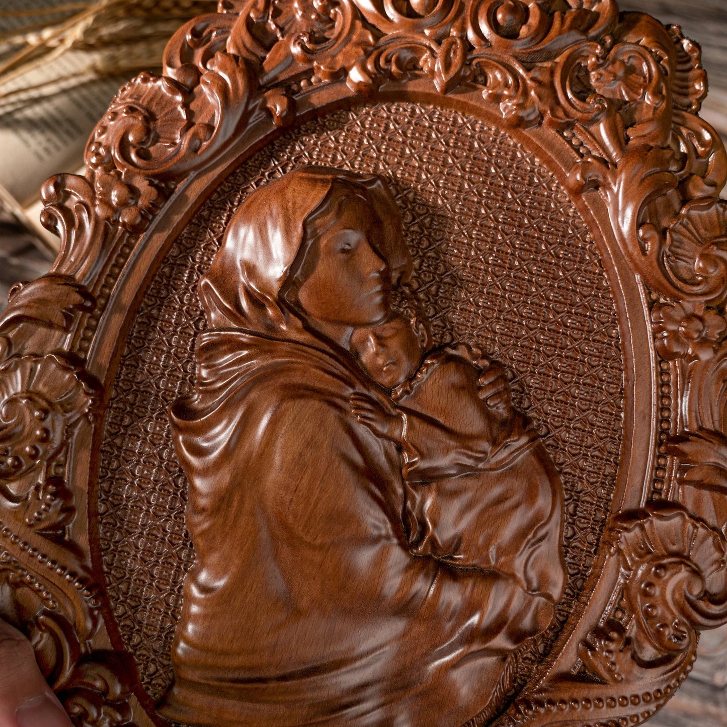 Virgin Mary and Baby Jesus Catholic Religious Statue Christian Home Wooden Wall Decor Gifts for Catholics Free Shipping