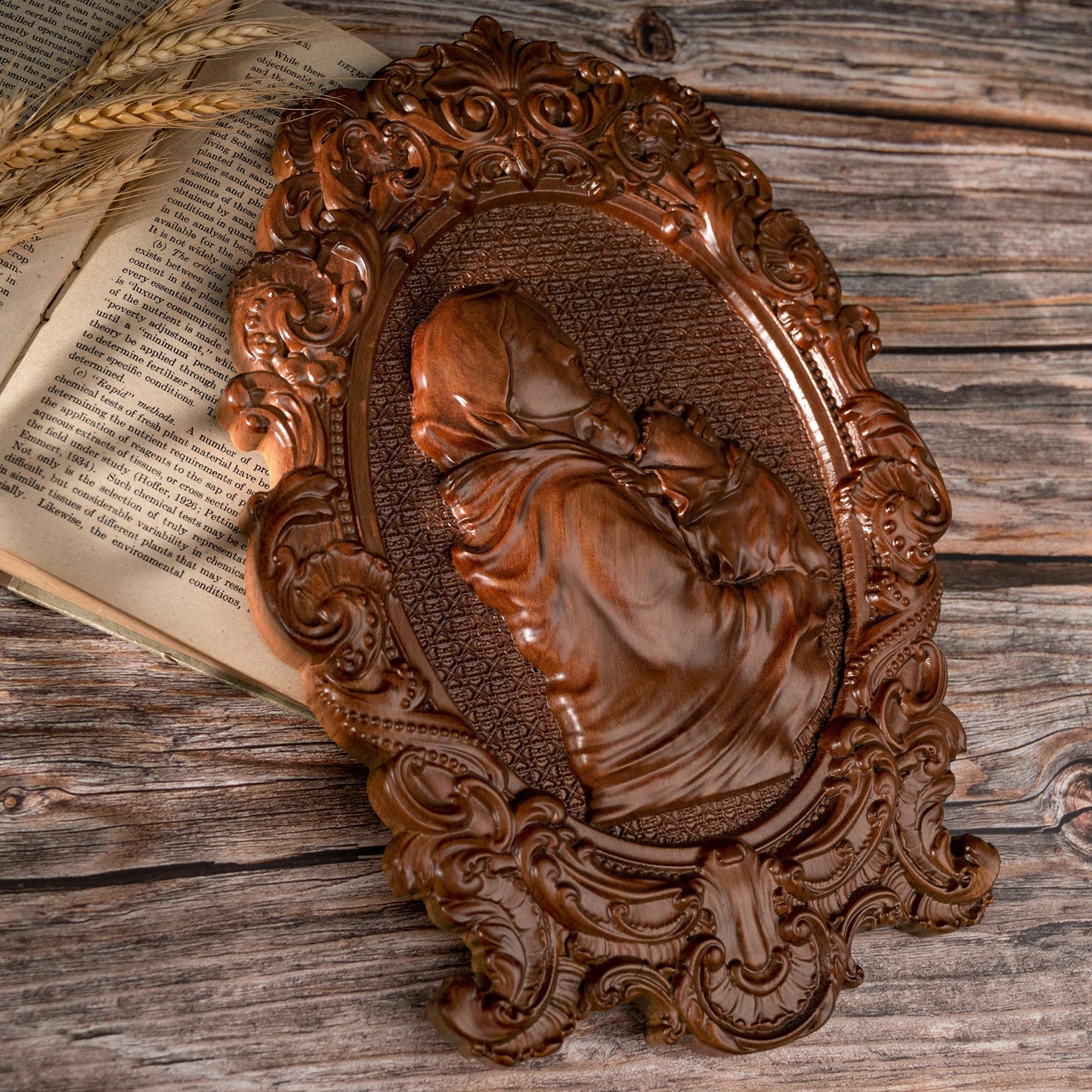 Virgin Mary and Baby Jesus Catholic Religious Statue Christian Home Wooden Wall Decor Gifts for Catholics Free Shipping