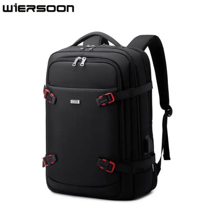WIERSOON 42L Male Expandable Large Capacity Travel Backpack Men 17 inch Laptop USB Recharging Multi-layer Space Travel Male Bag