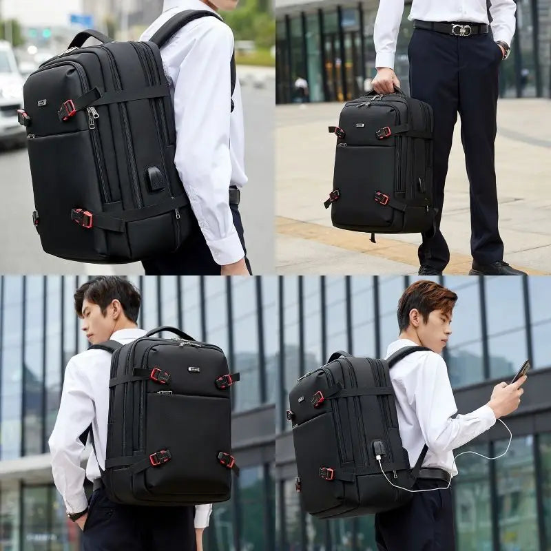 WIERSOON 45L Male Expandable Large Capacity Traveling Backpack for 17 inch Laptop Men's Backpack Approved Weekender Bag