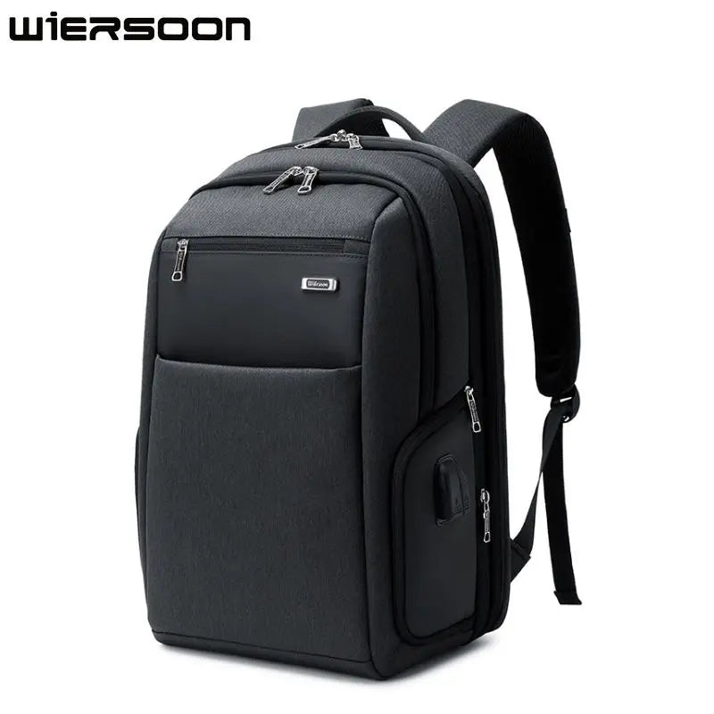 WIERSOON Black Backpack 40L Expandable  Men for 15.6 Inch Laptop Backpacks Male Large Capacity Mal