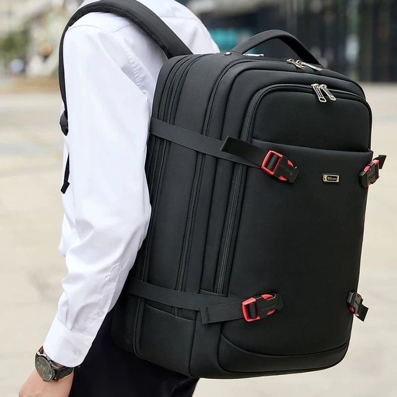 WIERSOON  Large backpack 42L Large Capacity Travel Backpack Men 17 inch Laptop USB Recharging Multi-layer Space Travel Male Bag