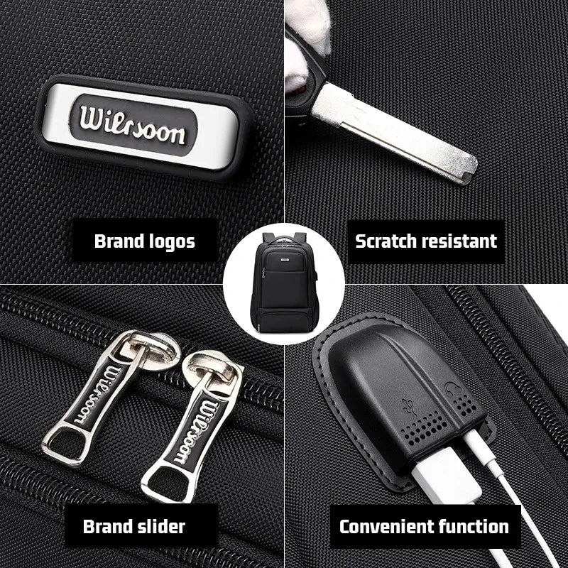 WIERSOON Multi-functional Backpack For Men Large Capacity Bag Business Travel Backpack Fashionable Lightweight Computer Bag