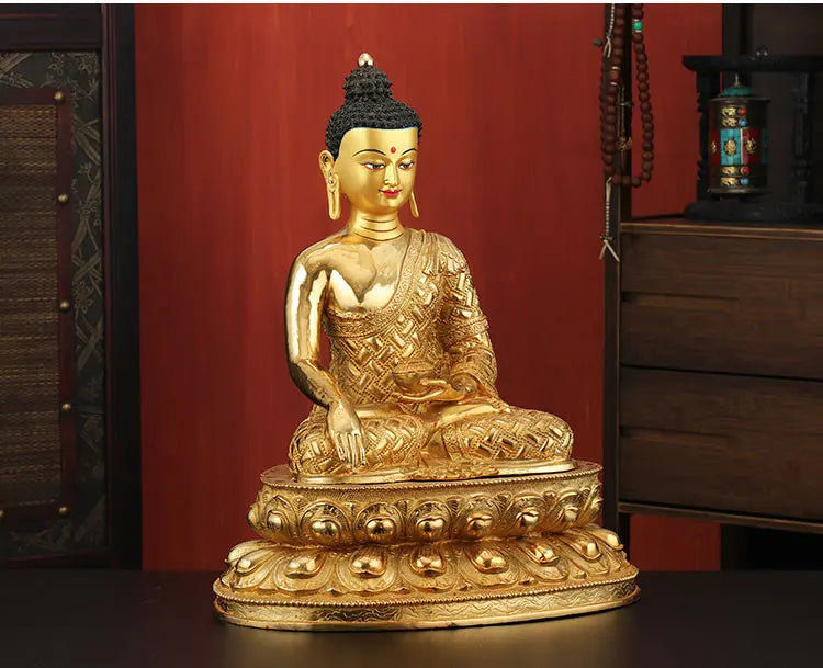WOW -45cm LARGE Huge HOME Hall fane efficacious Protection Tibetan Gold-plated Buddhist patriarch Sakyamuni Buddha figure statue
