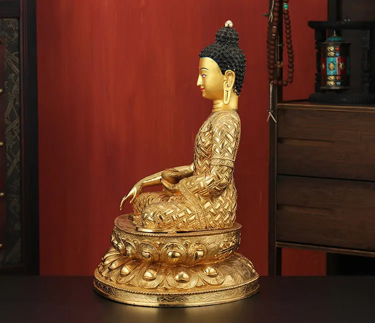 WOW -45cm LARGE Huge HOME Hall fane efficacious Protection Tibetan Gold-plated Buddhist patriarch Sakyamuni Buddha figure statue