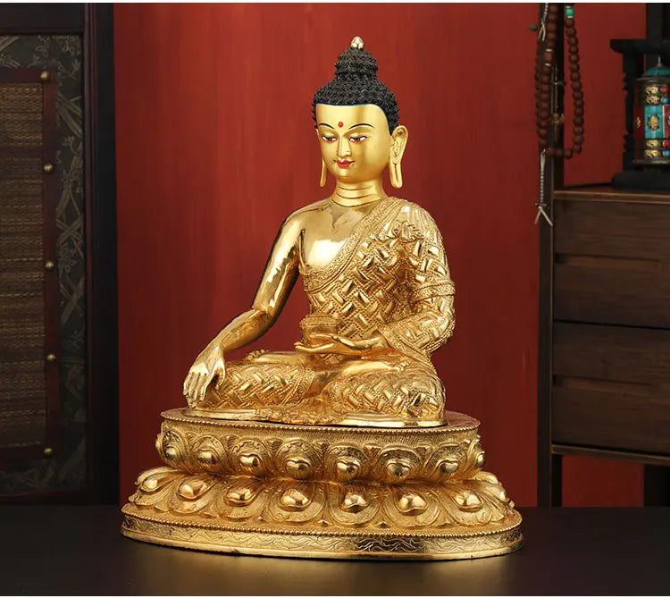 WOW -45cm LARGE Huge HOME Hall fane efficacious Protection Tibetan Gold-plated Buddhist patriarch Sakyamuni Buddha figure statue