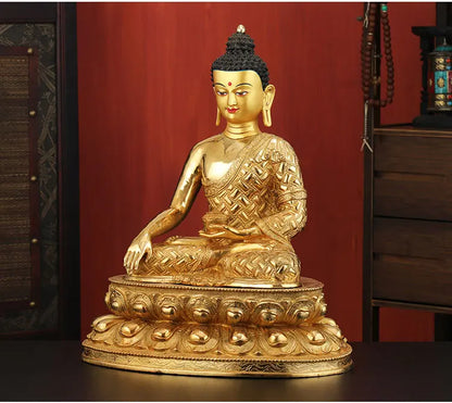 WOW -45cm LARGE Huge HOME Hall fane efficacious Protection Tibetan Gold-plated Buddhist patriarch Sakyamuni Buddha figure statue