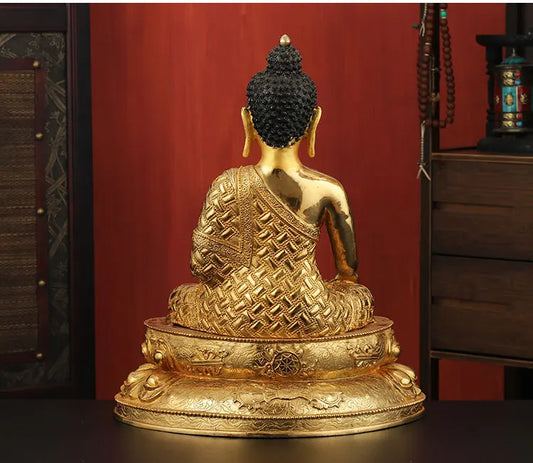 WOW -45cm LARGE Huge HOME Hall fane efficacious Protection Tibetan Gold-plated Buddhist patriarch Sakyamuni Buddha figure statue