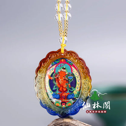 WOW Greco-Buddhist pocket travel efficacious Mascot Auspicious the Bodhisattva Manjusri Buddha Crystal Pendant Buddhist Amulet