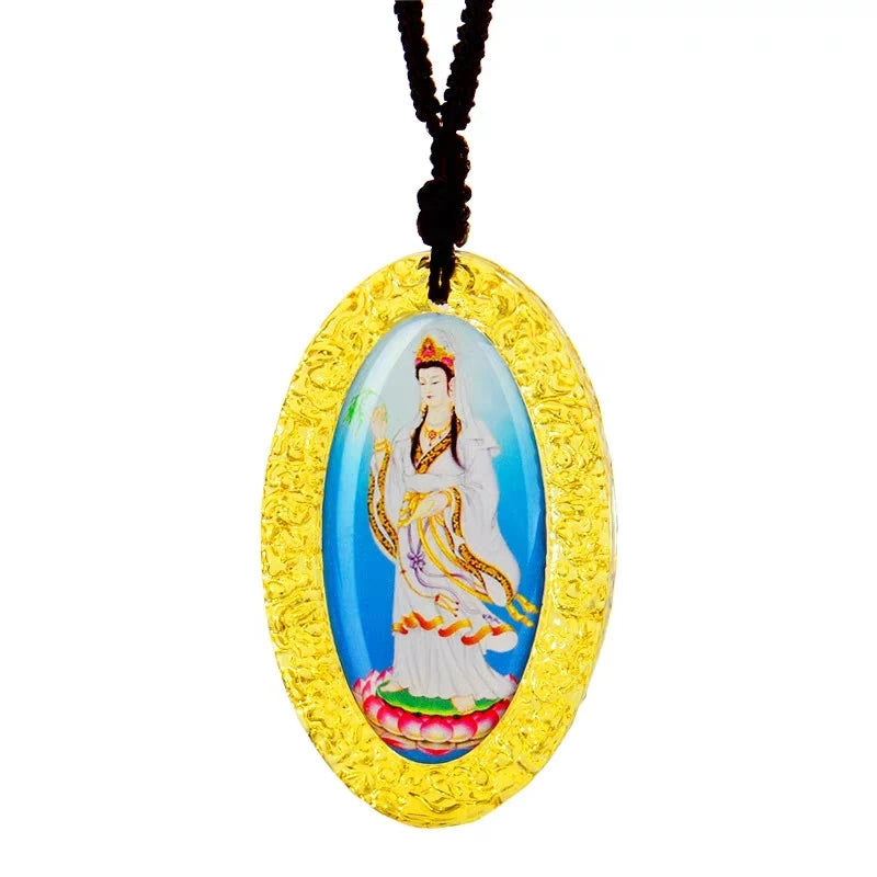 WOW-HOME pocket travel efficacious Mascot Bless Safe luck Avalokitesvara Guanyin Buddha Crystal Pendant Buddhist Mantra Amulet