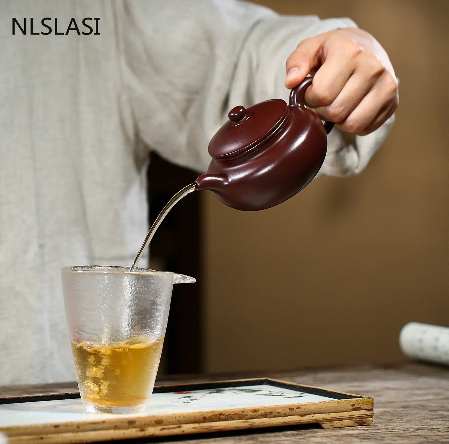 WSHYUFEI Authentic Yixing teapot zisha tea pot Raw ore Purple mud Chinese handmade kettle purple clay drinkware 210ml