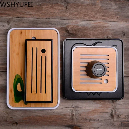 WSHYUFEI  China Bamboo Tray Tea Tray fruit dish Drainage Water Storage Table Tea Tea ceremony etiquette TeaAccessories