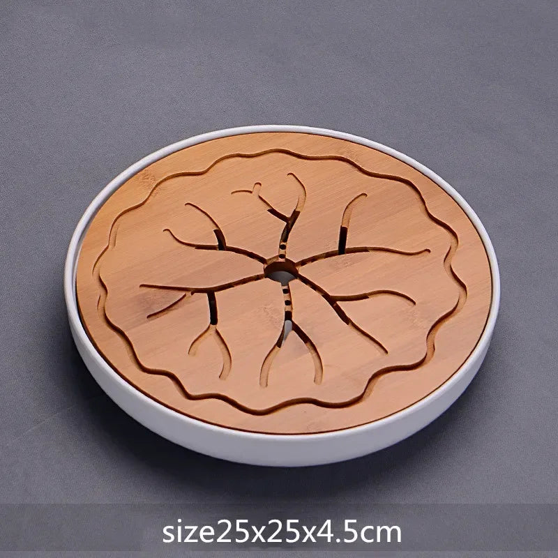 WSHYUFEI  China Bamboo Tray Tea Tray fruit dish Drainage Water Storage Table Tea Tea ceremony etiquette TeaAccessories