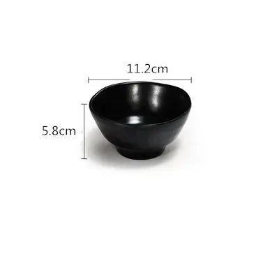 WSHYUFEI Melamine Noodle Bowl Black Food Grade Plastic Soup Bowl Sauce Relish Rice Bowl Spices Seasoning Dish Hot Pot Tableware