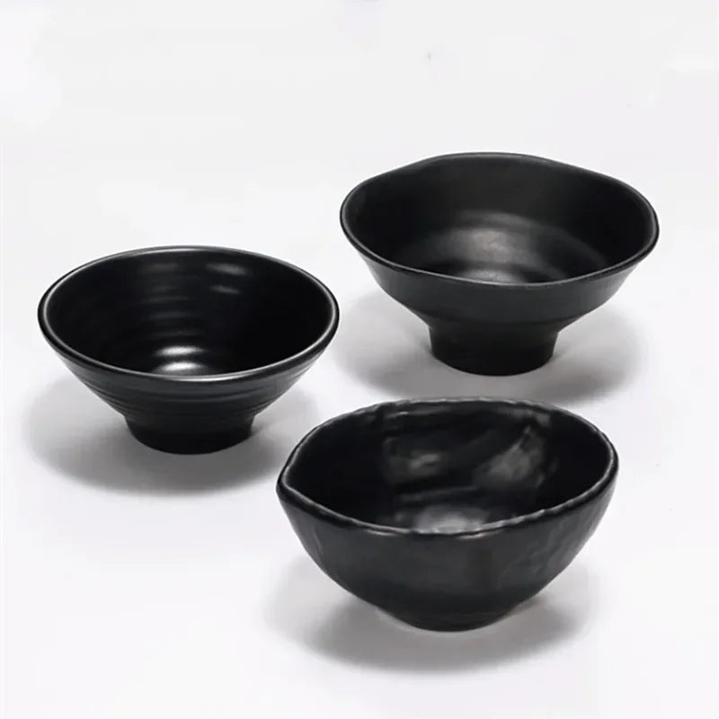 WSHYUFEI Melamine Noodle Bowl Black Food Grade Plastic Soup Bowl Sauce Relish Rice Bowl Spices Seasoning Dish Hot Pot Tableware