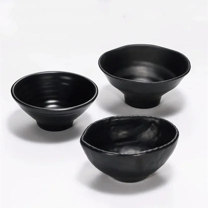 WSHYUFEI Melamine Noodle Bowl Black Food Grade Plastic Soup Bowl Sauce Relish Rice Bowl Spices Seasoning Dish Hot Pot Tableware
