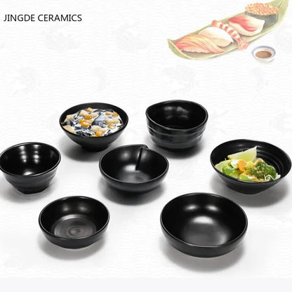 WSHYUFEI Melamine Noodle Bowl Black Food Grade Plastic Soup Bowl Sauce Relish Rice Bowl Spices Seasoning Dish Hot Pot Tableware