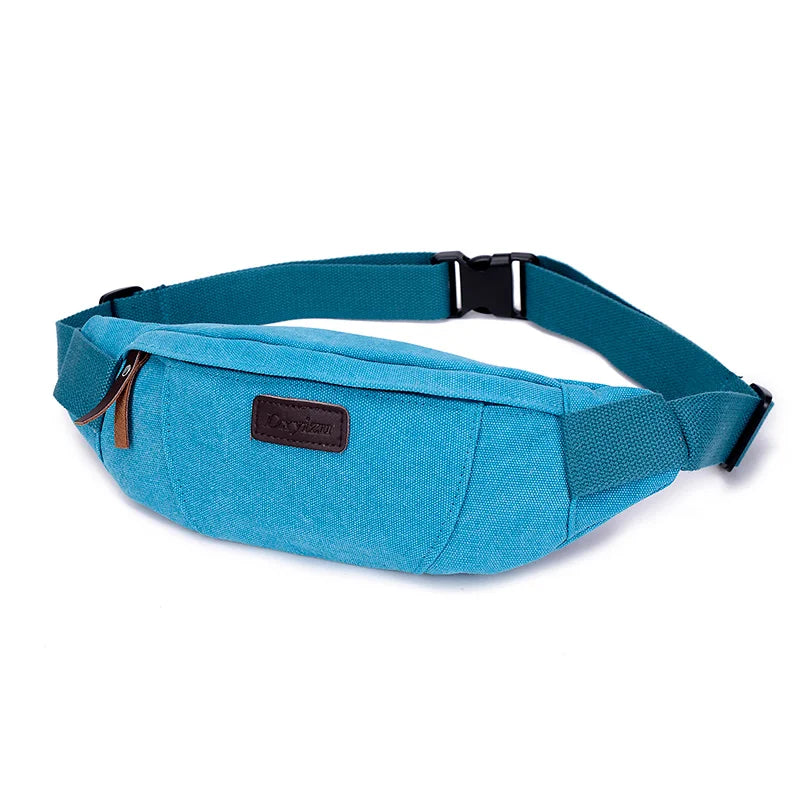 Waist Pack For Men Belt Bags Canvas Fanny Pack Bum Purse Hip Money Belt Travelling Mountaineering Mobile Phone Sling Bag