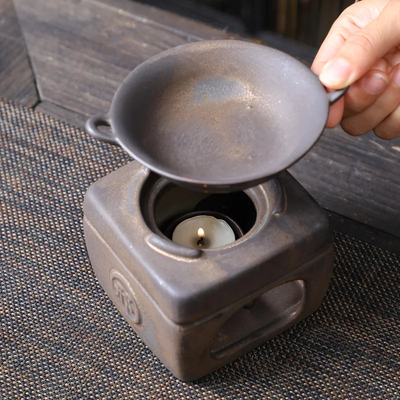 Wake up tea oven ceramic censer vaporizer candle holder sandalwood essential oil burning home fragrance