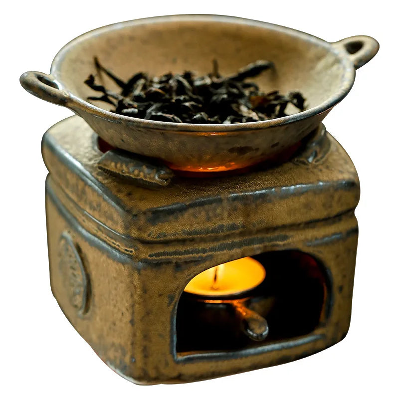 Wake up tea oven ceramic censer vaporizer candle holder sandalwood essential oil burning home fragrance