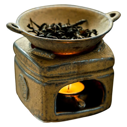 Wake up tea oven ceramic censer vaporizer candle holder sandalwood essential oil burning home fragrance