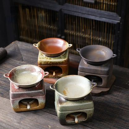 Wake up tea oven ceramic censer vaporizer candle holder sandalwood essential oil burning home fragrance
