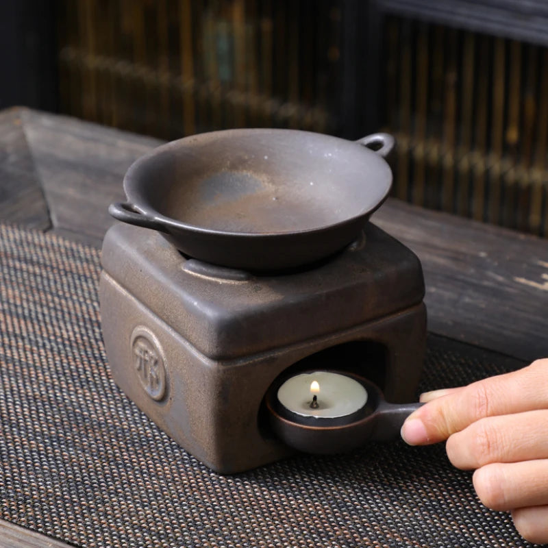 Wake up tea oven ceramic censer vaporizer candle holder sandalwood essential oil burning home fragrance
