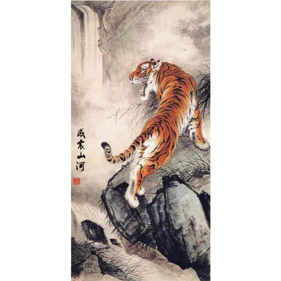 Wall Decor Beautiful Silk Scroll Painting Different Kinds of Animal Tiger Chinese Art Wall Scroll Wall Hanging Painting Scroll