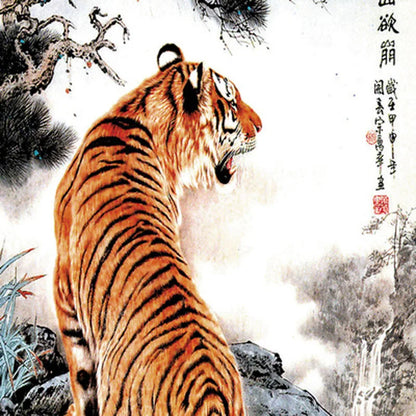 Wall Decor Beautiful Silk Scroll Painting Different Kinds of Animal Tiger Chinese Art Wall Scroll Wall Hanging Painting Scroll