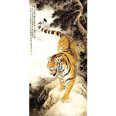 Wall Decor Beautiful Silk Scroll Painting Different Kinds of Animal Tiger Chinese Art Wall Scroll Wall Hanging Painting Scroll