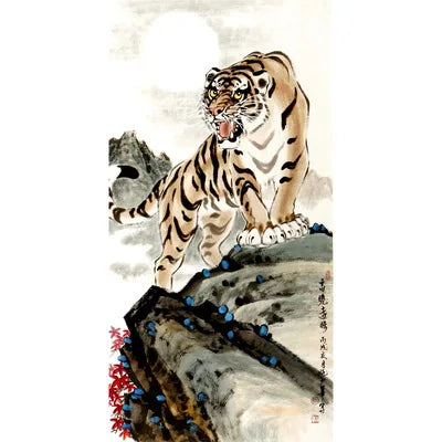 Wall Decor Beautiful Silk Scroll Painting Different Kinds of Animal Tiger Chinese Art Wall Scroll Wall Hanging Painting Scroll