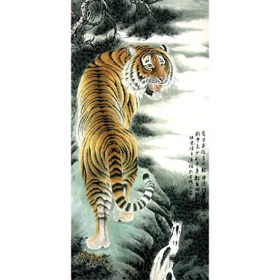Wall Decor Beautiful Silk Scroll Painting Different Kinds of Animal Tiger Chinese Art Wall Scroll Wall Hanging Painting Scroll