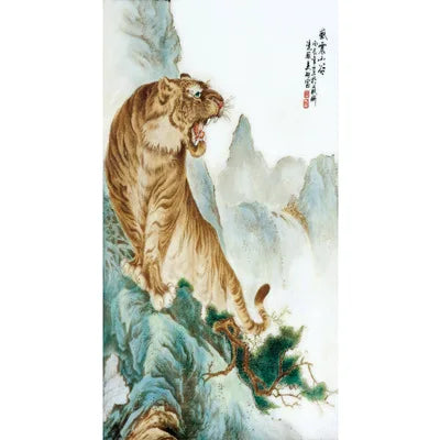 Wall Decor Beautiful Silk Scroll Painting Different Kinds of Animal Tiger Chinese Art Wall Scroll Wall Hanging Painting Scroll