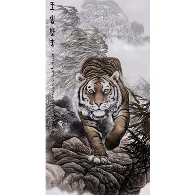 Wall Decor Beautiful Silk Scroll Painting Different Kinds of Animal Tiger Chinese Art Wall Scroll Wall Hanging Painting Scroll