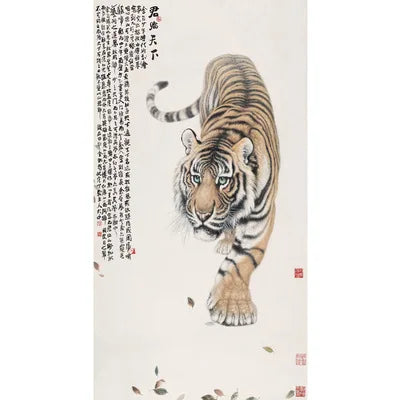Wall Decor Beautiful Silk Scroll Painting Different Kinds of Animal Tiger Chinese Art Wall Scroll Wall Hanging Painting Scroll