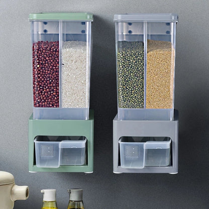 Wall Mounted Cereal Dispenser Moisture Proof Sealed Food Storage Box Rice Grain Storage Container Rice Bucket Kitchen Organizer