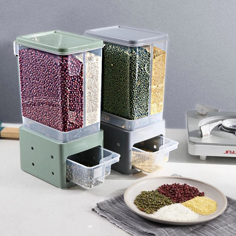 Wall Mounted Cereal Dispenser Moisture Proof Sealed Food Storage Box Rice Grain Storage Container Rice Bucket Kitchen Organizer